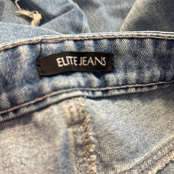 Elite Jeans Blue Straight Leg Jeans with Distressed Knees - Picture 3 of 6